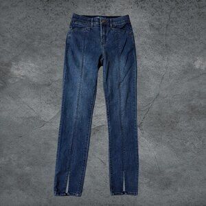 Democracy Straight Split Hem Women's Jeans Front Seam Details Stretch Size 2